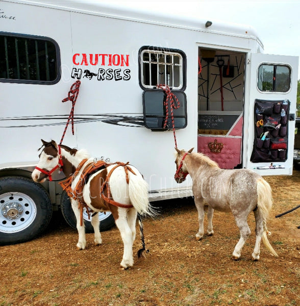 CAUTION Horses - TRAILER DECAL