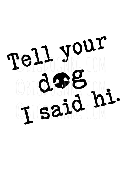TELL YOUR DOG I SAID HI decal